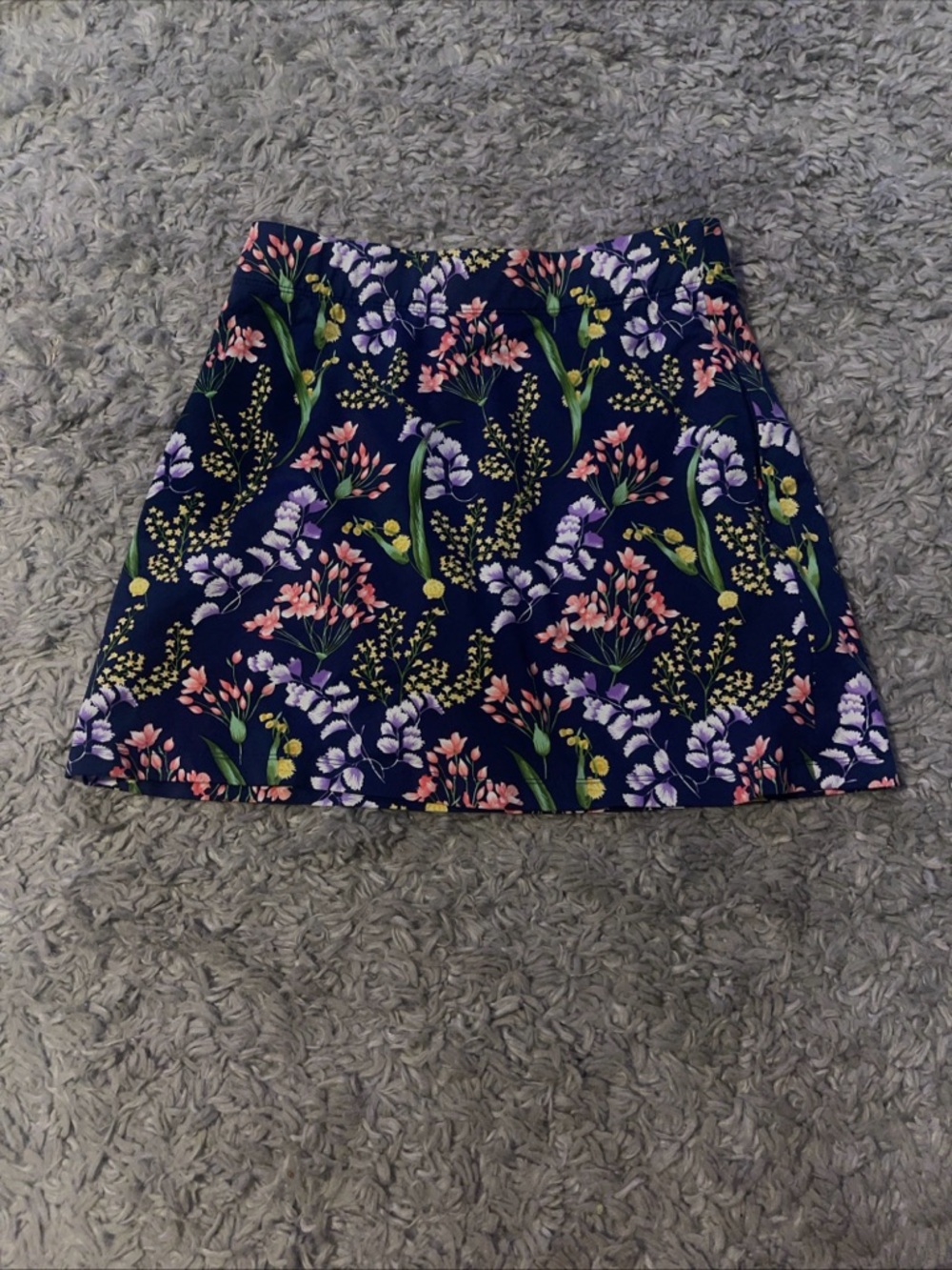 J McLaughlin Skort Med Catalina Navy Blue Sprig Spring Colors 15" XS Zip Pockets
